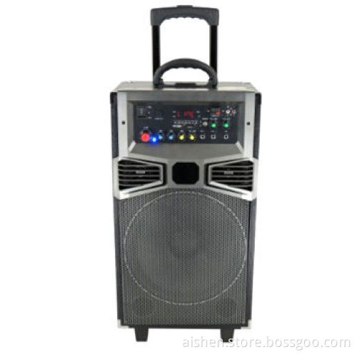 Trolley Speakers with Rechargeable Battery, USB/SD/FM/Remote Control/Wireless Mic